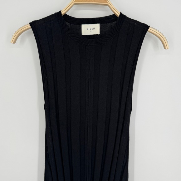 Dissh Eden Sleeveless Knit Maxi Dress Size XS Black Ribbed Minimalist Boho Chic - Picture 5 of 11